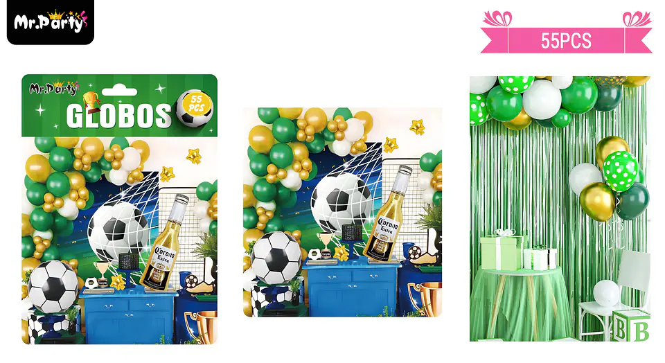 Set de globos látex fútbol y cerveza 55pcs 1
