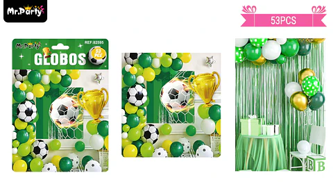 Set de globos látex fútbol y trofeo 53pcs