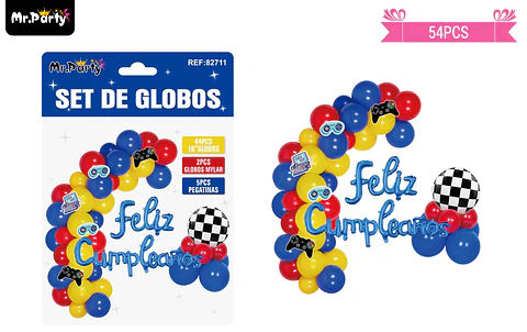 Arco de globos látex feliz cumpleaños 54pcs