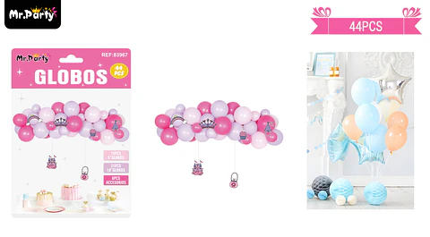Set de globos látex rosado y fucsia 44pcs