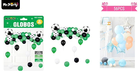 Set de globos látex con fútbol 56pcs