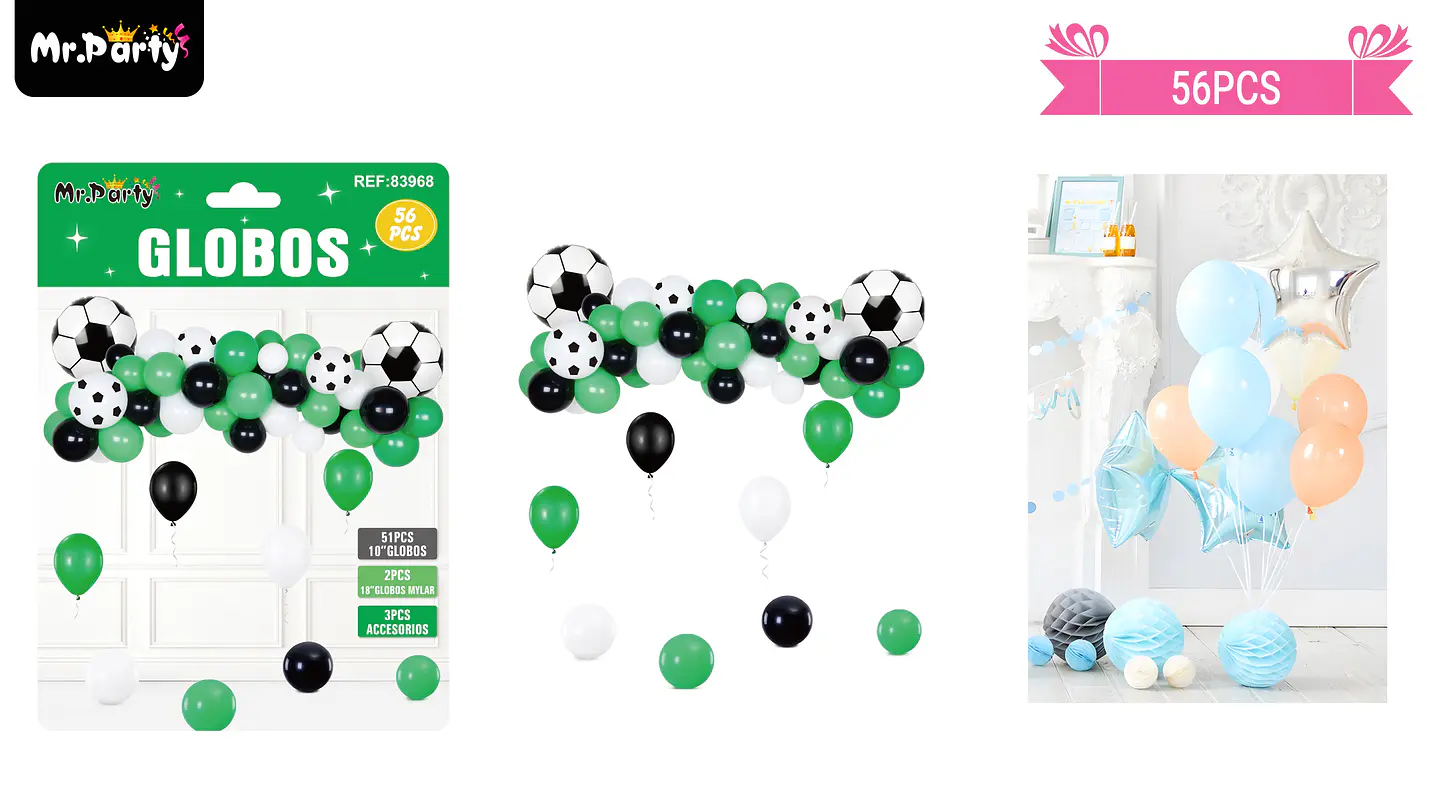 Set de globos látex con fútbol 56pcs 1