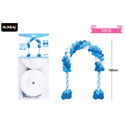 Arco de globos azul y blanco 180cm 92pcs