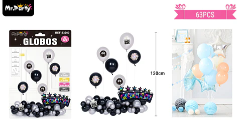 Set de globos látex congratulations 63pcs