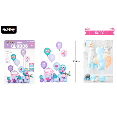 Set de globos látex con sirena 54pcs