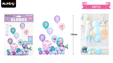 Set de globos látex con sirena 54pcs