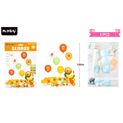 Set de globos látex con animales 67pcs