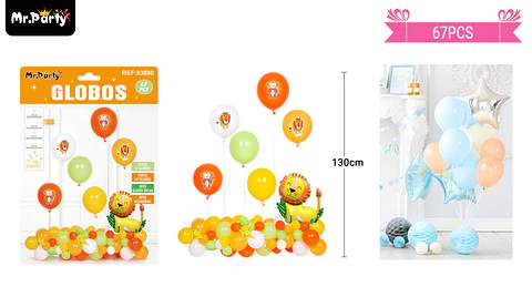 Set de globos látex con animales 67pcs
