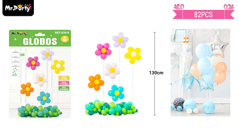 Set de globos látex con flores 82pcs