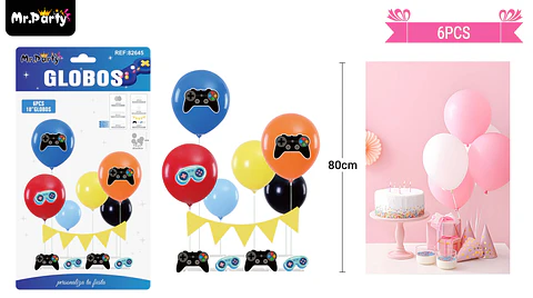Set de globos con base y guirnalda control de juego 6pcs