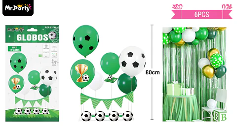 Set de globos con base fútbol 6pcs