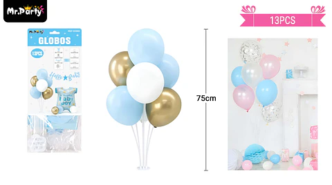 Set de globos con base baby shower 13pcs