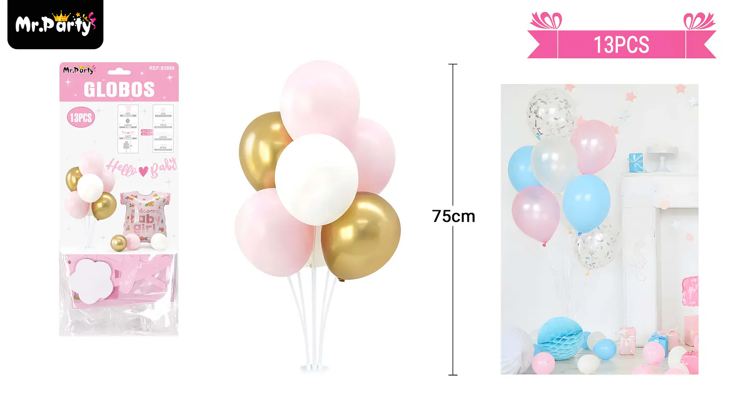 Set de globos con base baby shower 13pcs 1