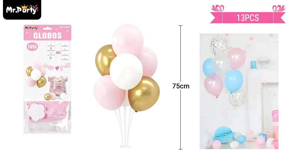 Set de globos con base baby shower 13pcs 1