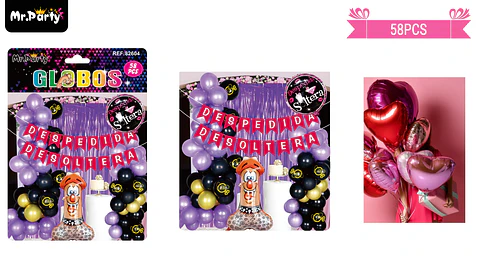Set de globos látex despedida de soltera 58pcs