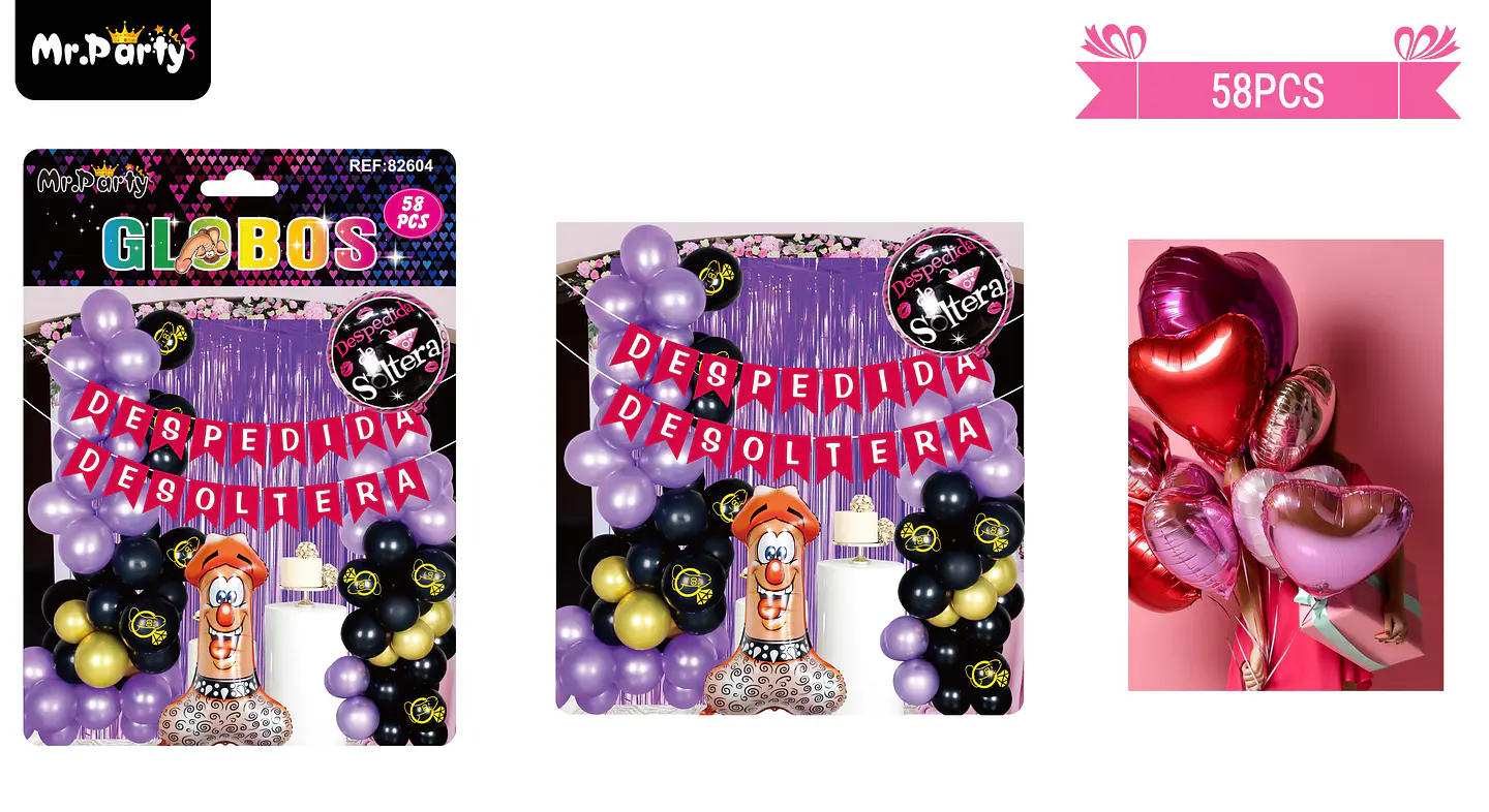 Set de globos látex despedida de soltera 58pcs 1