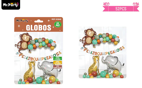 Set de globos látex de animales 52pcs