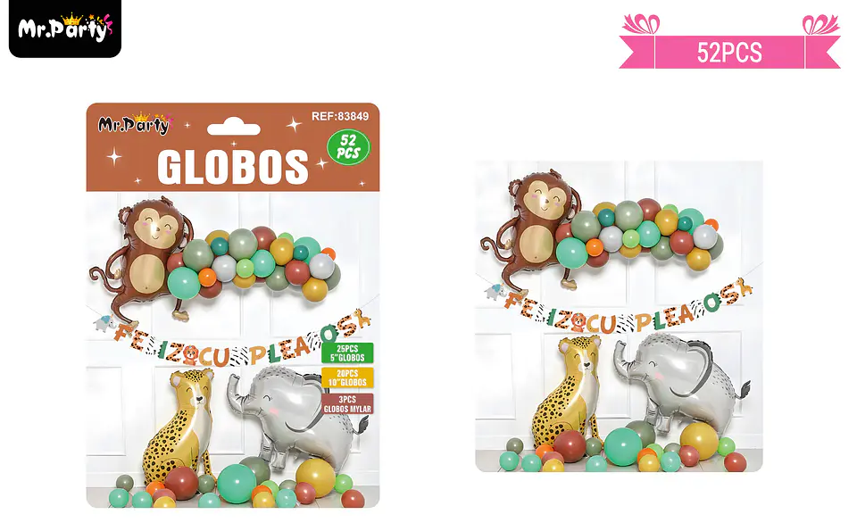 Set de globos látex de animales 52pcs 1