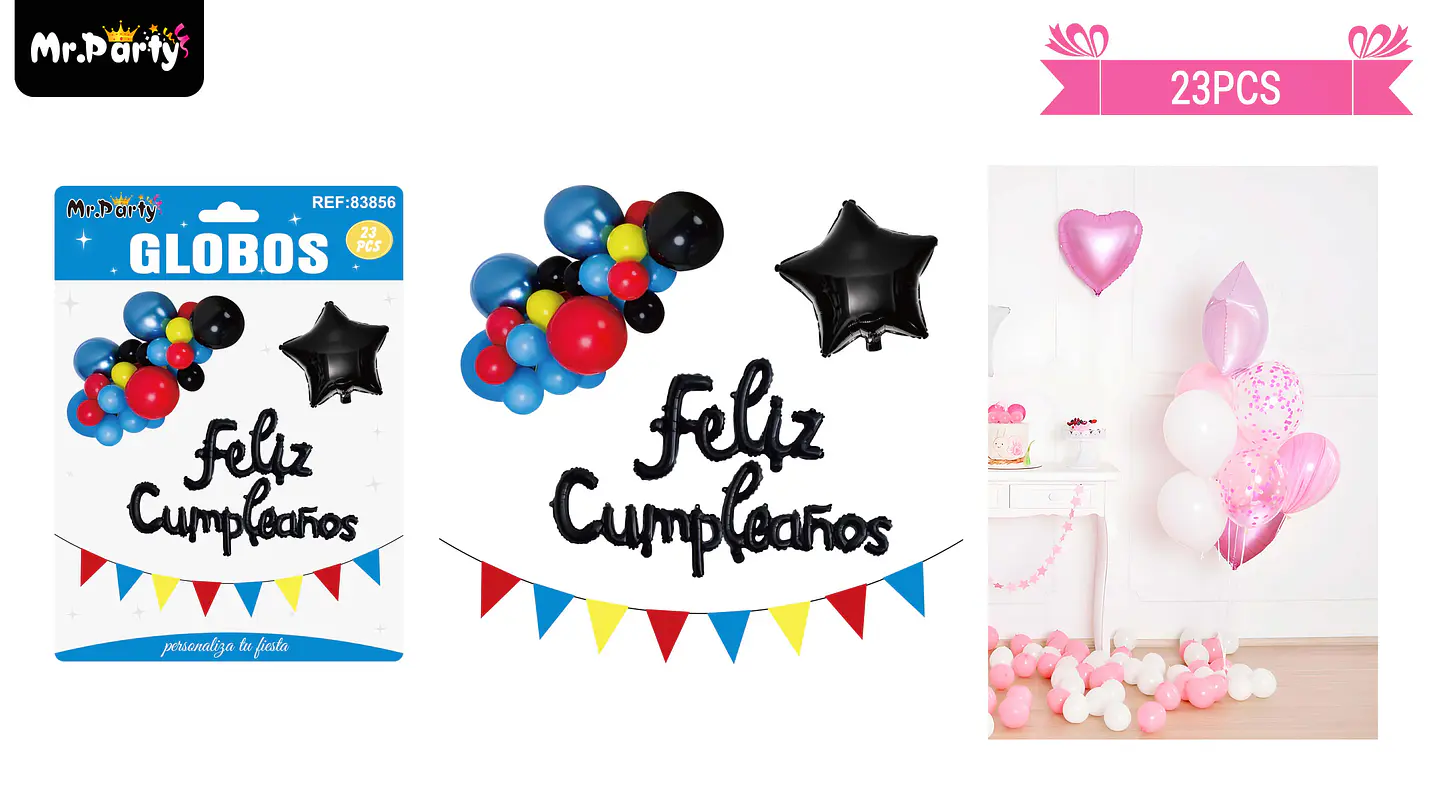 Set de globos látex y guirnalda de estrella 23pcs 1