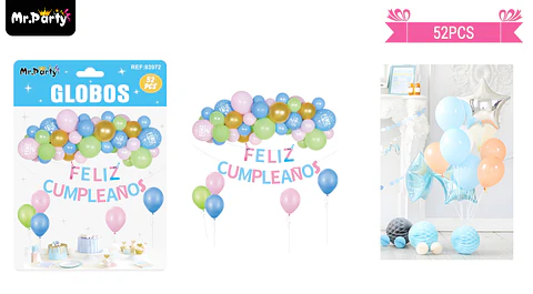 Set de globos látex con guirnalda 52pcs