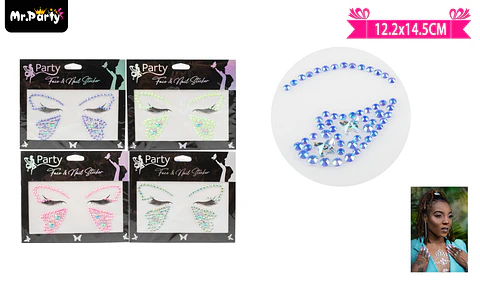 Pegatinas de diamante mariposa para rostro 12.2*14.5cm 1pcs Color Aleatorio