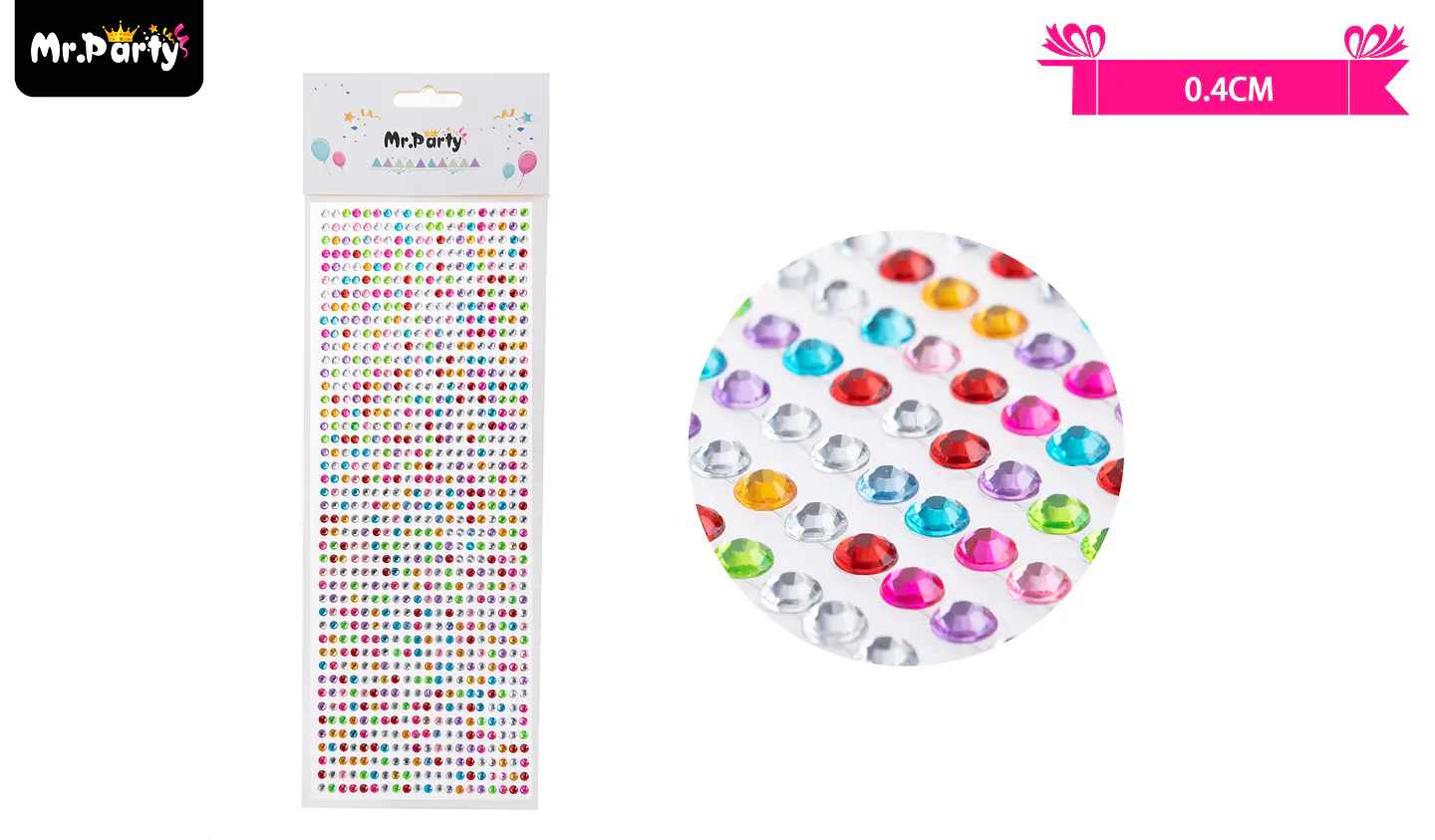 Sticker pegatinas de diamantes multicolor para rostro 0.4cm 1