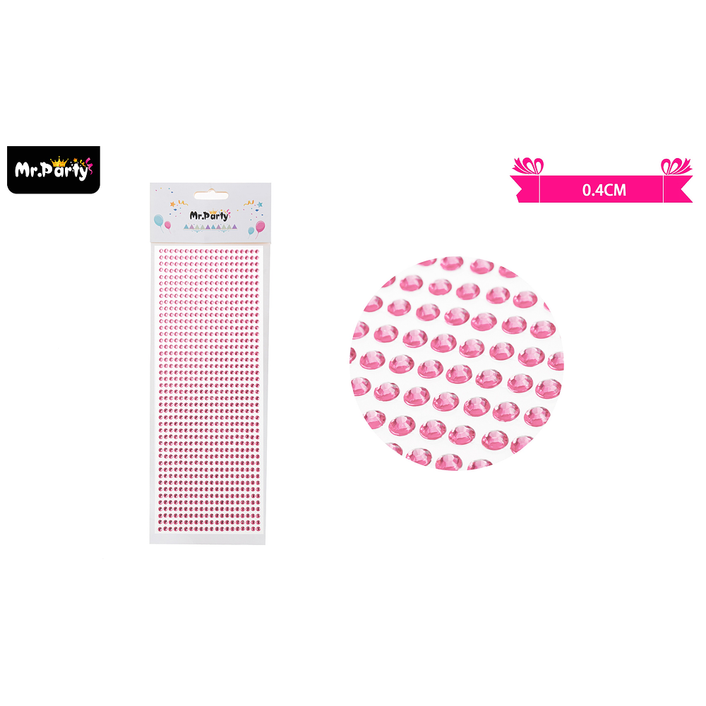 Sticker pegatinas de diamantes rosado para rostro 0.4cm