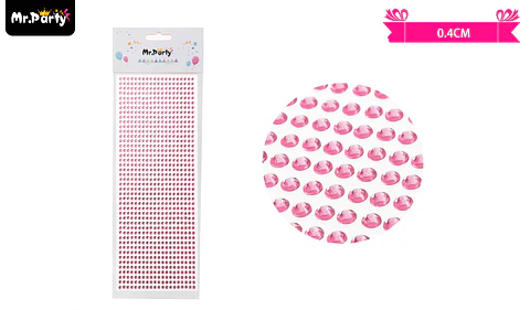 Sticker pegatinas de diamantes rosado para rostro 0.4cm