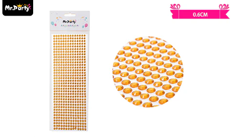 Sticker pegatinas de diamantes dorado para rostro 0.6cm