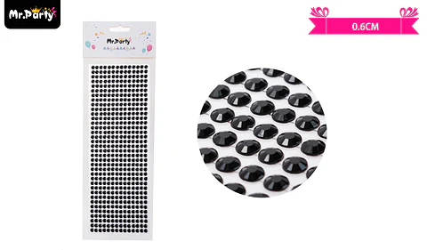 Sticker pegatinas de diamantes negro para rostro 0.6cm