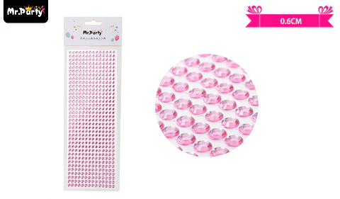 Sticker pegatinas de diamantes rosado para rostro 0.6cm