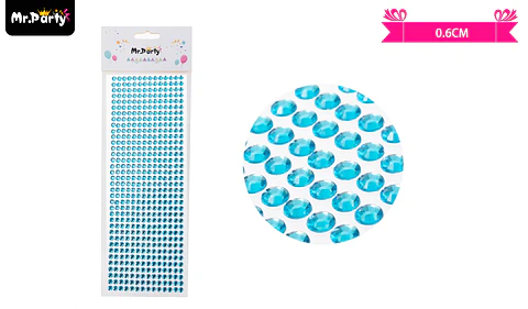 Sticker pegatinas de diamantes celeste para rostro 0.6cm