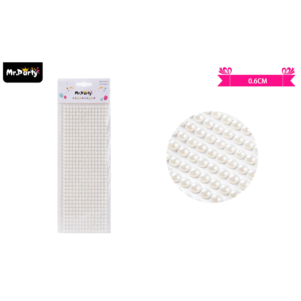 Sticker pegatinas de perlas blanco para rostro 0.6cm