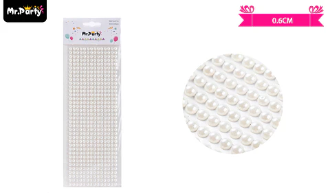 Sticker pegatinas de perlas blanco para rostro 0.6cm