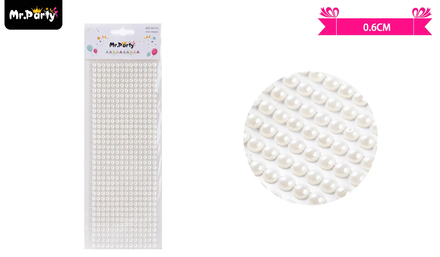 Sticker pegatinas de perlas blanco para rostro 0.6cm 1