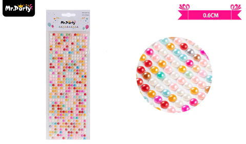 Sticker pegatinas de perlas multicolor para rostro 0.6cm