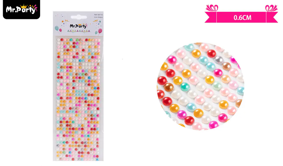 Sticker pegatinas de perlas multicolor para rostro 0.6cm 1