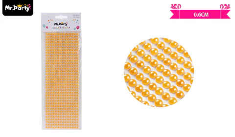 Sticker pegatinas de perlas dorado para rostro 0.6cm