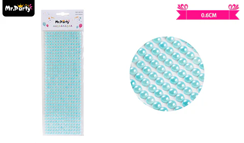 Sticker pegatinas de perlas celeste para rostro 0.6cm