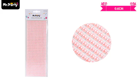 Sticker pegatinas de perlas rosado para rostro 0.6cm