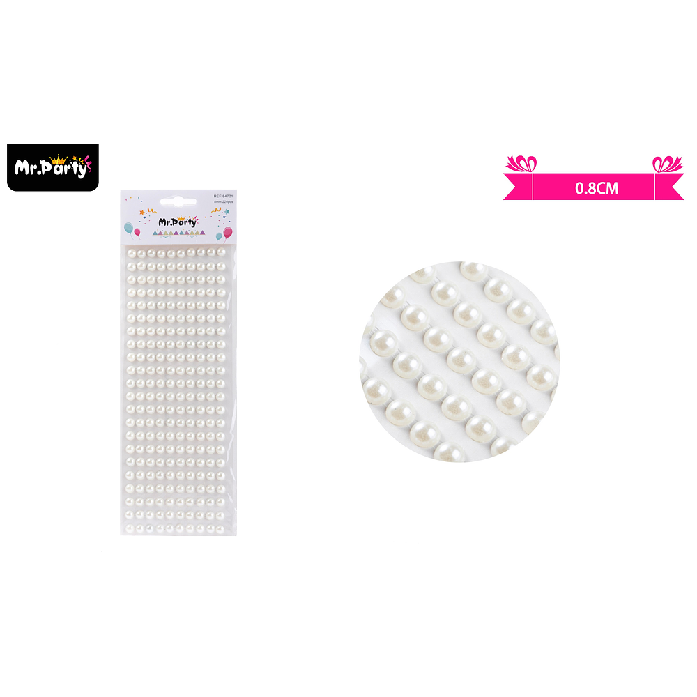 Sticker pegatinas de perlas blanco para rostro 0.8cm