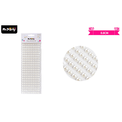 Sticker pegatinas de perlas blanco para rostro 0.8cm