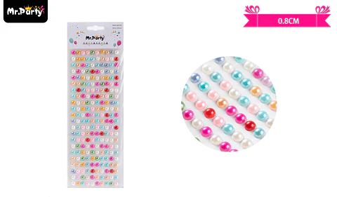 Sticker pegatinas de perlas multicolor para rostro 0.8cm