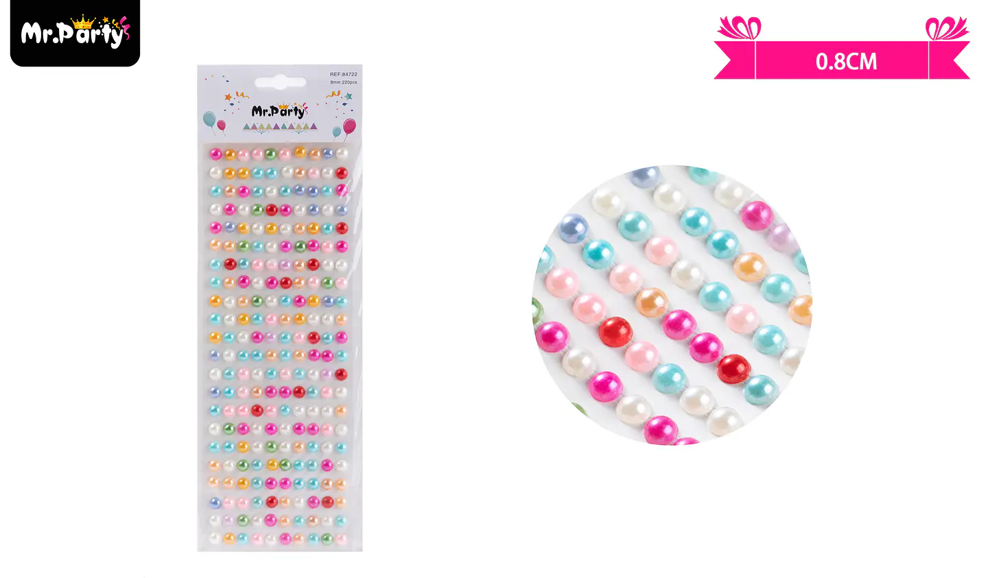 Sticker pegatinas de perlas multicolor para rostro 0.8cm 1