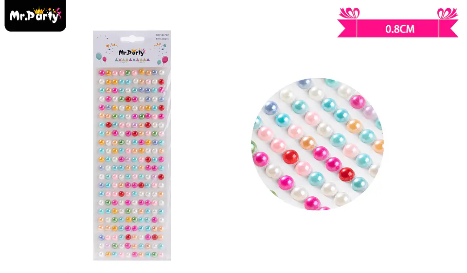 Sticker pegatinas de perlas multicolor para rostro 0.8cm 1