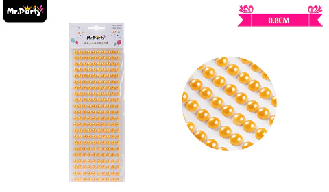 Sticker pegatinas de perlas dorado para rostro 0.8cm