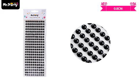 Sticker pegatinas de perlas negro para rostro 0.8cm