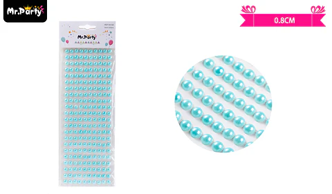 Sticker pegatinas de perlas celeste para rostro 0.8cm