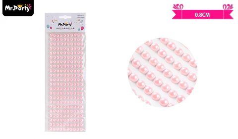 Sticker pegatinas de perlas rosado para rostro 0.8cm