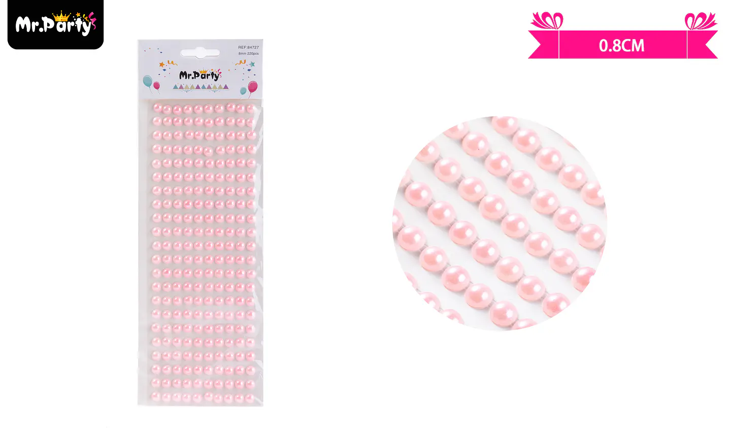Sticker pegatinas de perlas rosado para rostro 0.8cm 1